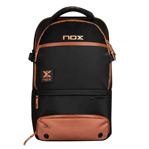 Nox Luxury Open Series Padel Backpack (Black/Brown) - front view