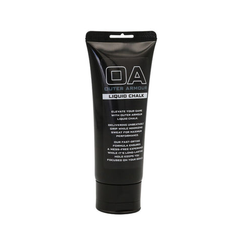 Outer Armour Liquid Chalk - front of the black squeeze tube showing the logo