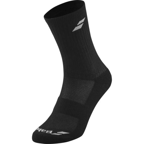 Babolat 3 Pack padel socks (Black) - angled view of a single sock