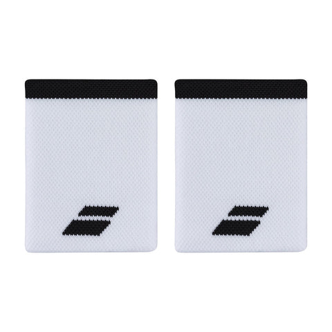 Babolat Logo Jumbo wristband in white with a black Babolat logo