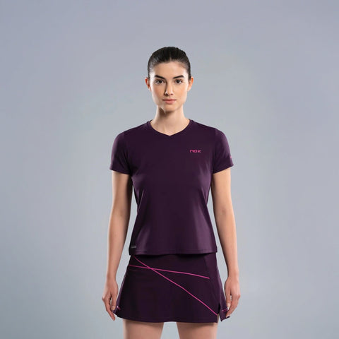 2026 Nox Womens Pro padel T-shirt (Deep Purple) - front view