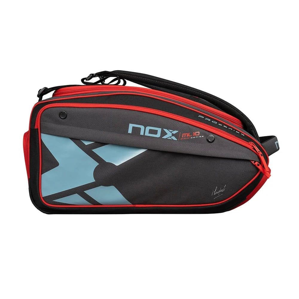 2026 Nox ML10 Competition XL Red & Blue padel racket bag - side profile view