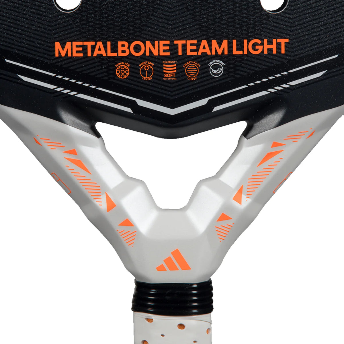2026 Adidas Metalbone Team Light padel racket - close-up of the heart bridge