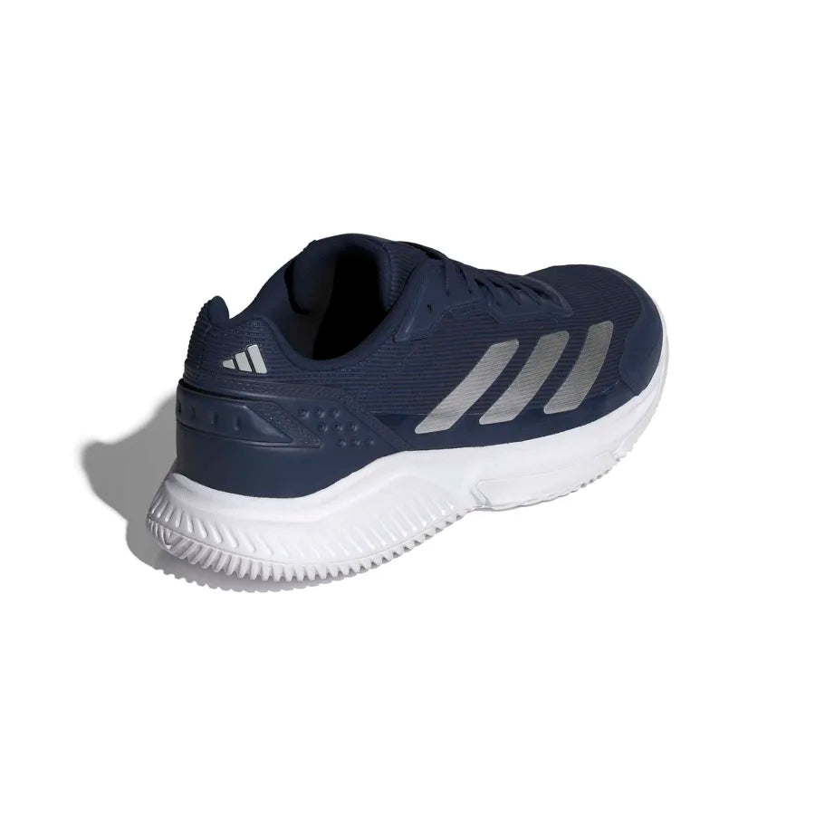 Adidas Courtquick men's padel shoes (Dark Blue/Silver) - rear three-quarter view