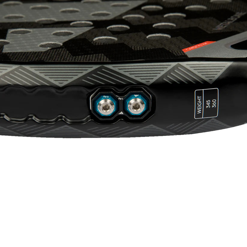 2025 Adidas Metalbone 3.4 padel racket - close-up of the weight system and textured face