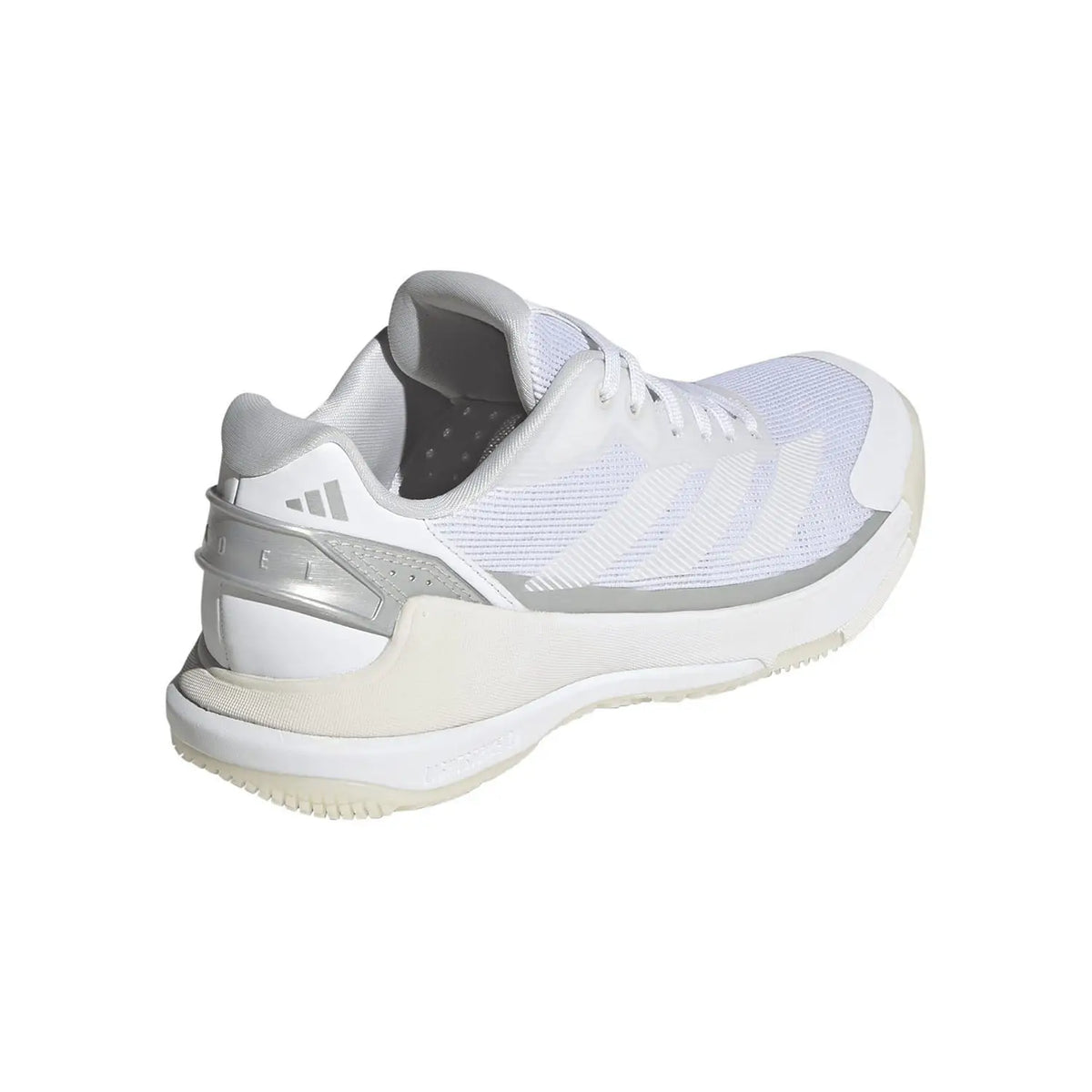 2026 Adidas Crazyquick LS White/Silver padel shoes - rear three-quarter view