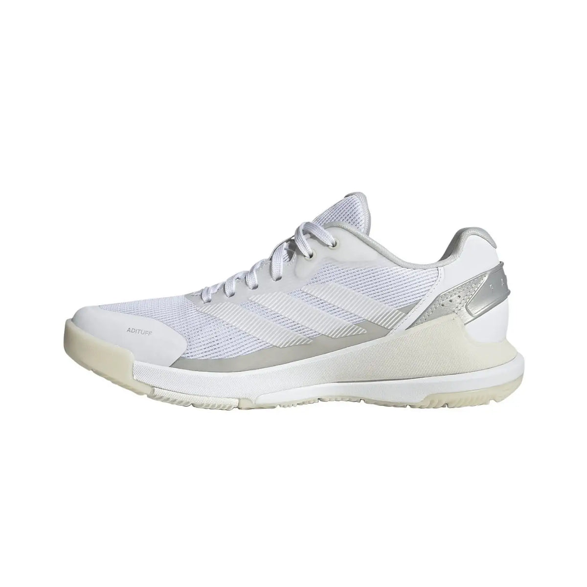2026 Adidas Crazyquick LS White/Silver padel shoes - medial side view