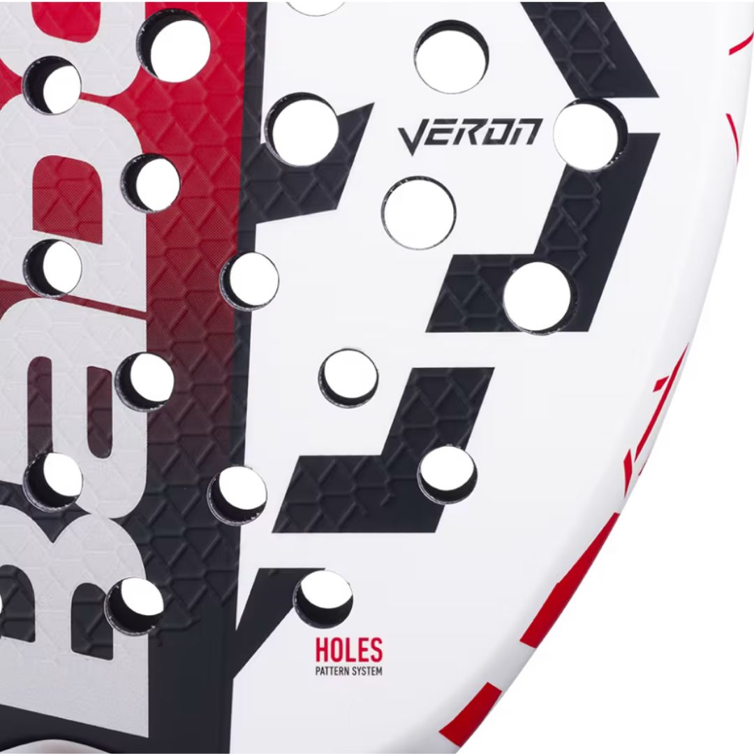 2025 Babolat Technical Veron Juan LeBron padel racket - close-up of the hitting surface and Veron branding