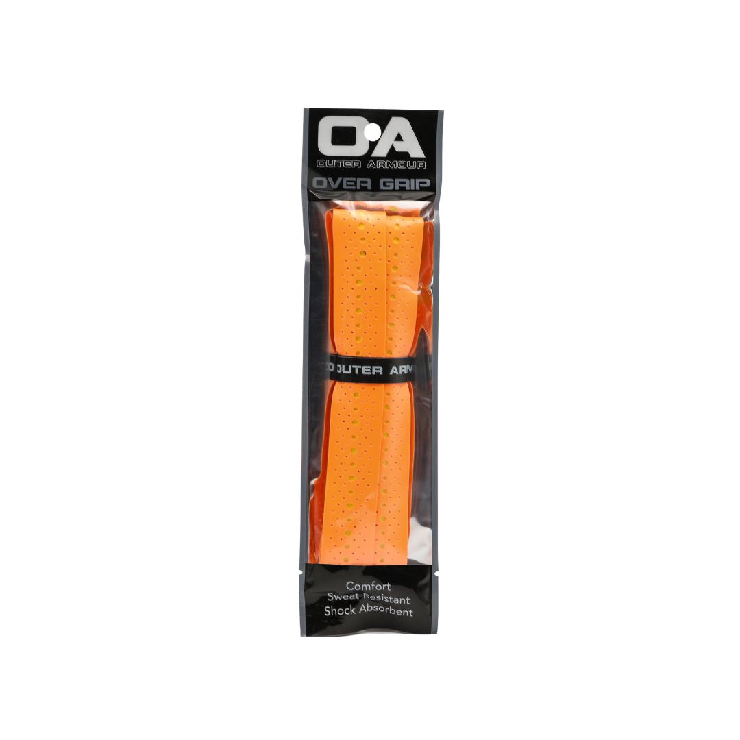 Outer Armour Over Grip (Orange) - orange overgrip coiled in its clear retail packet