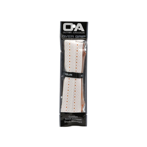 Outer Armour Over Grip (White) - white overgrip coiled in its clear retail packet