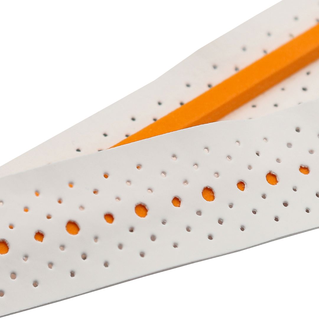 Outer Armour Over Grip (White) - close-up of the white perforated grip surface
