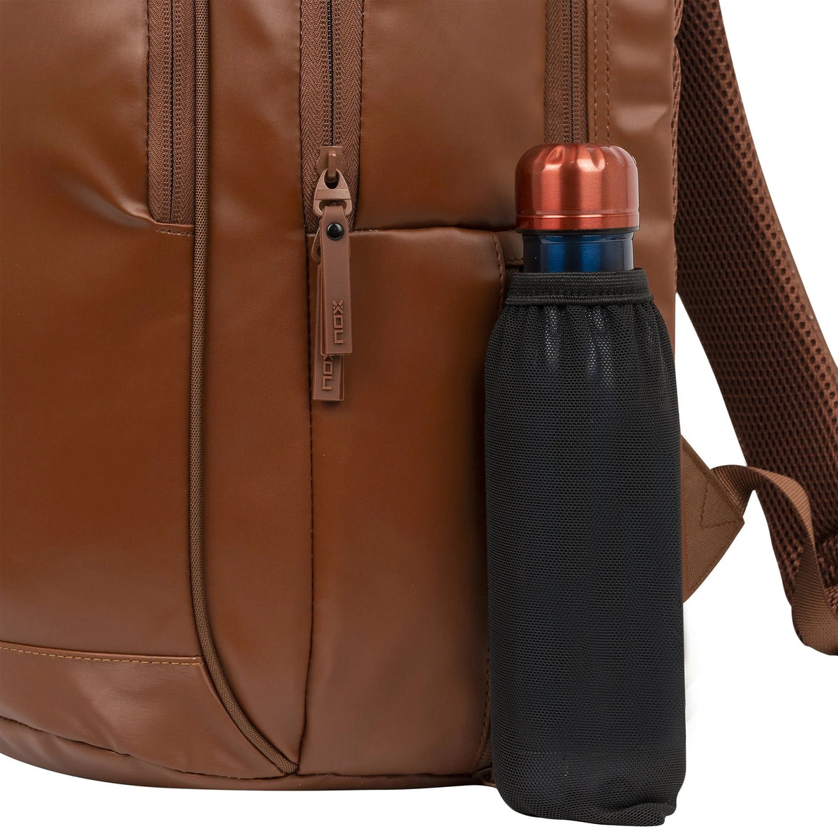 2025 Nox Pro Series Camel padel backpack - bottle holder view