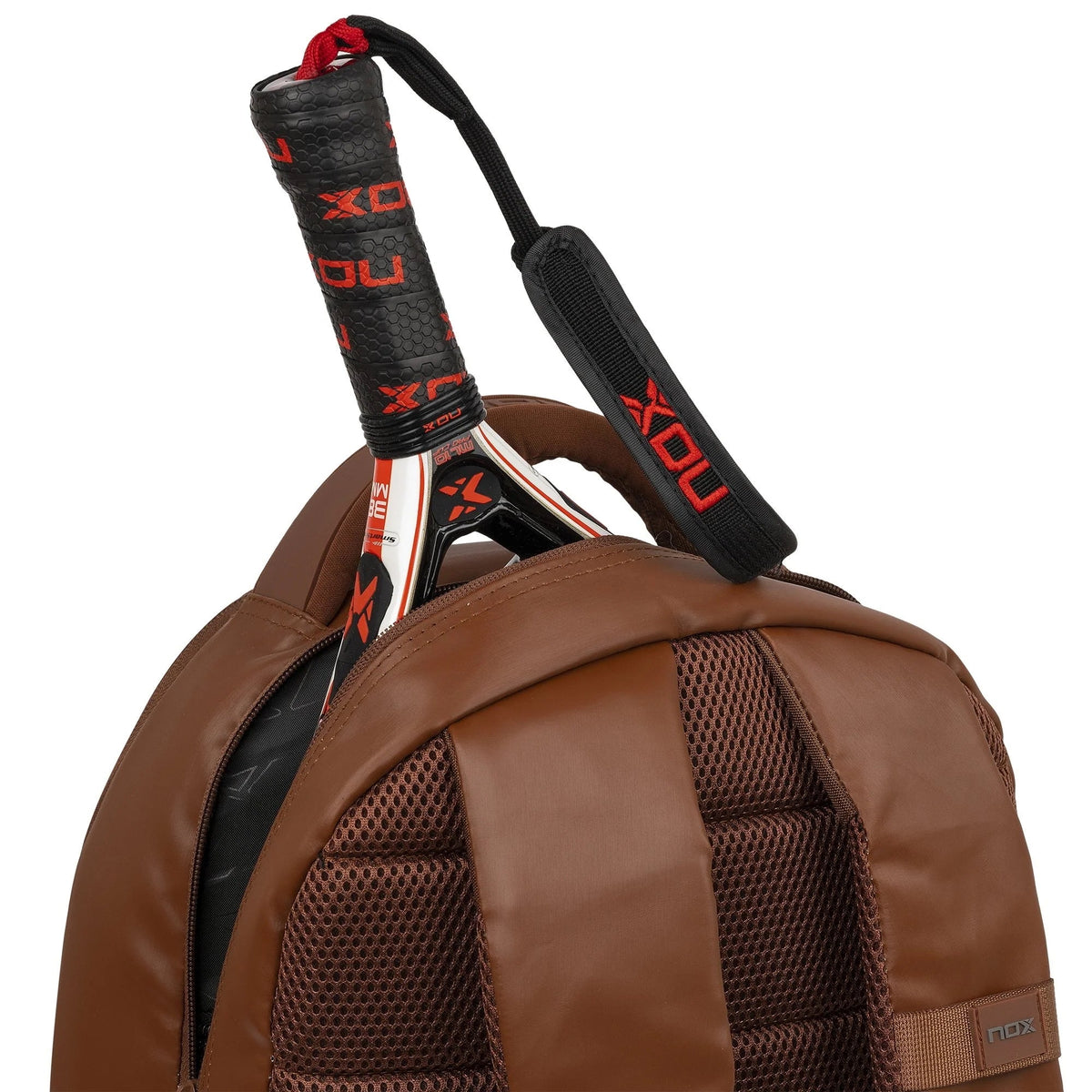 2025 Nox Pro Series Camel padel backpack - racket compartment view