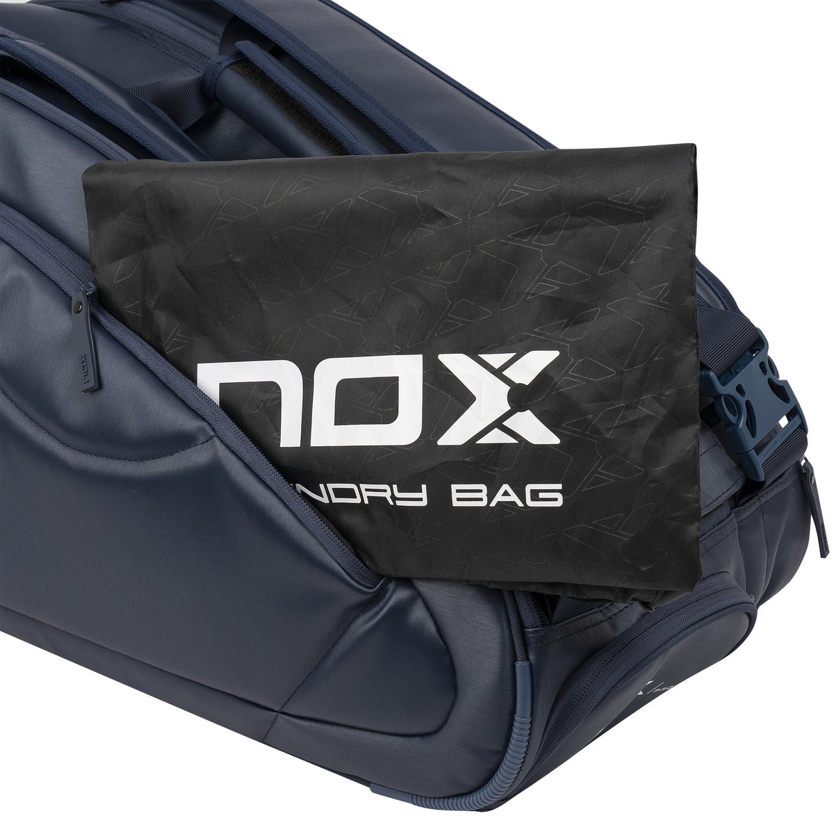 2025 Nox Pro Series Navy padel bag - laundry compartment view
