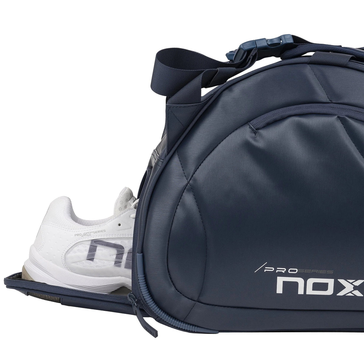 2025 Nox Pro Series Navy padel bag - shoe compartment view
