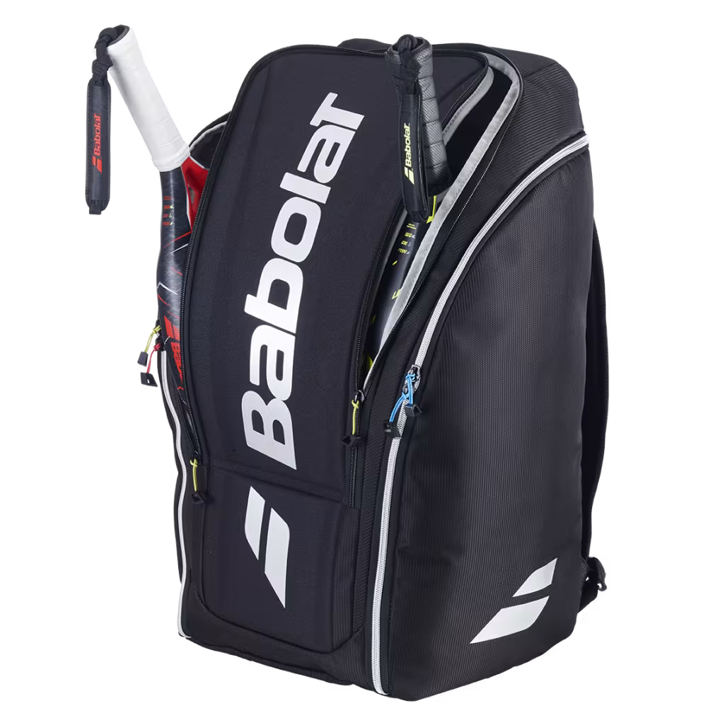 Babolat RH Perf 2nd Gen Black padel racket bag - open, showing the interior compartments