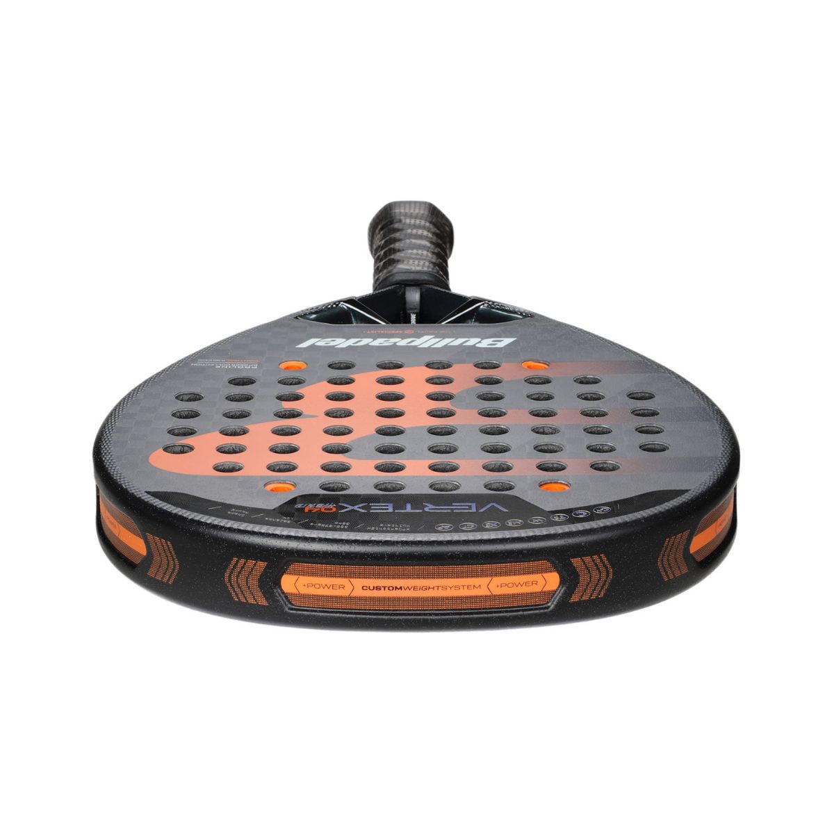 2025 Bullpadel Vertex 04 Hybrid padel racket - laid flat showing the frame top