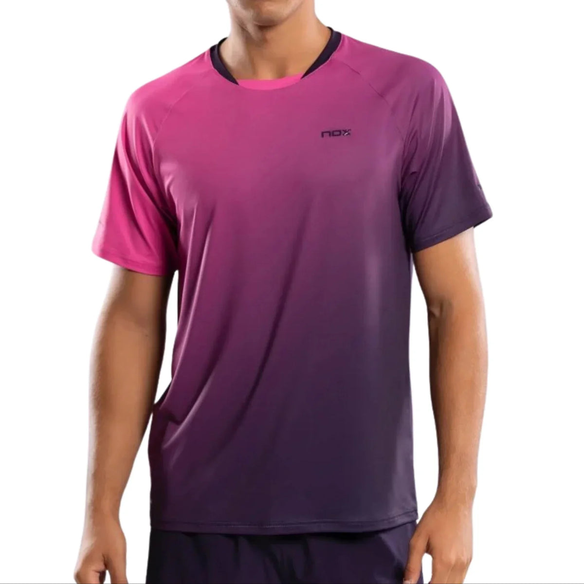 2026 Nox Men's PRO padel T-shirt (Blackberry Rose Degraded) - front view