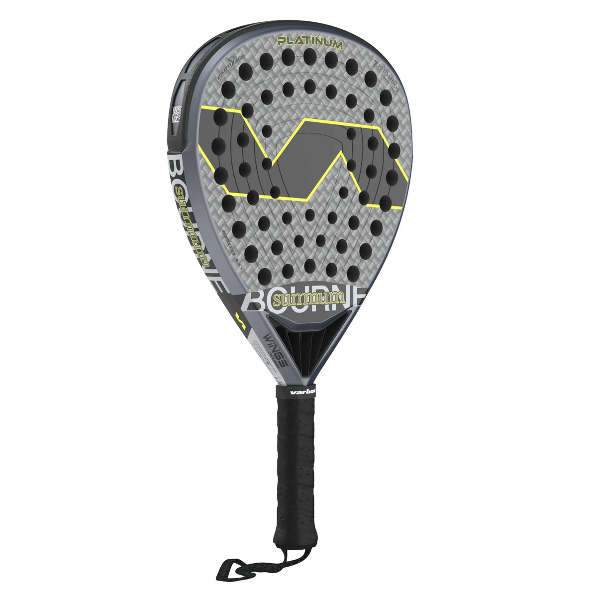 2026 Varlion Bourne Carbon Platinum padel racket - reverse face view on a stand