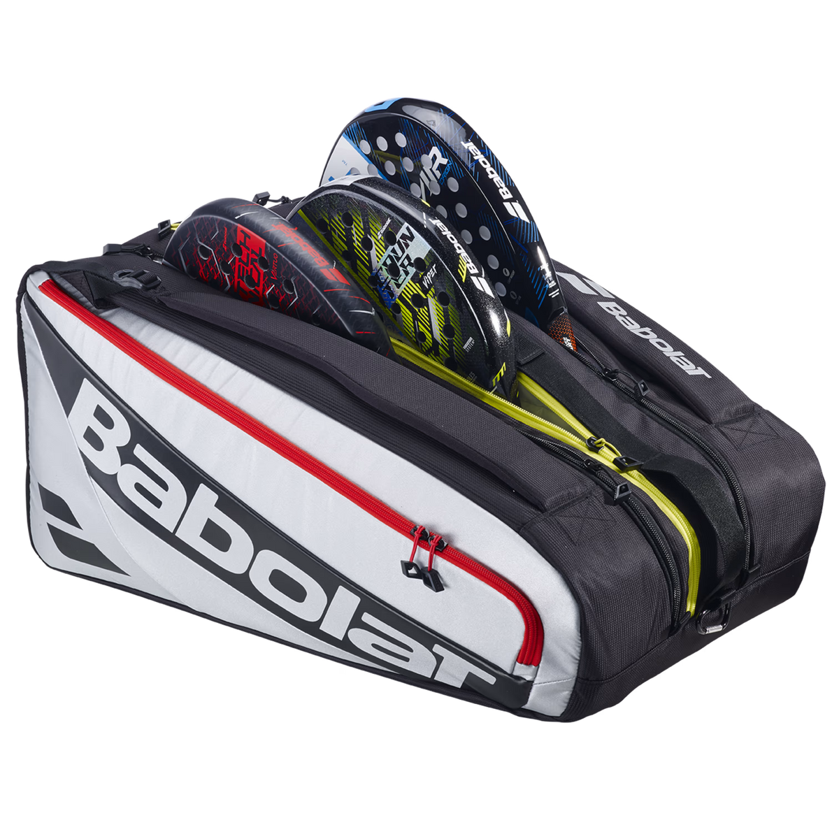 Babolat RH Pro Red/Black padel racket bag - open, showing the interior with rackets