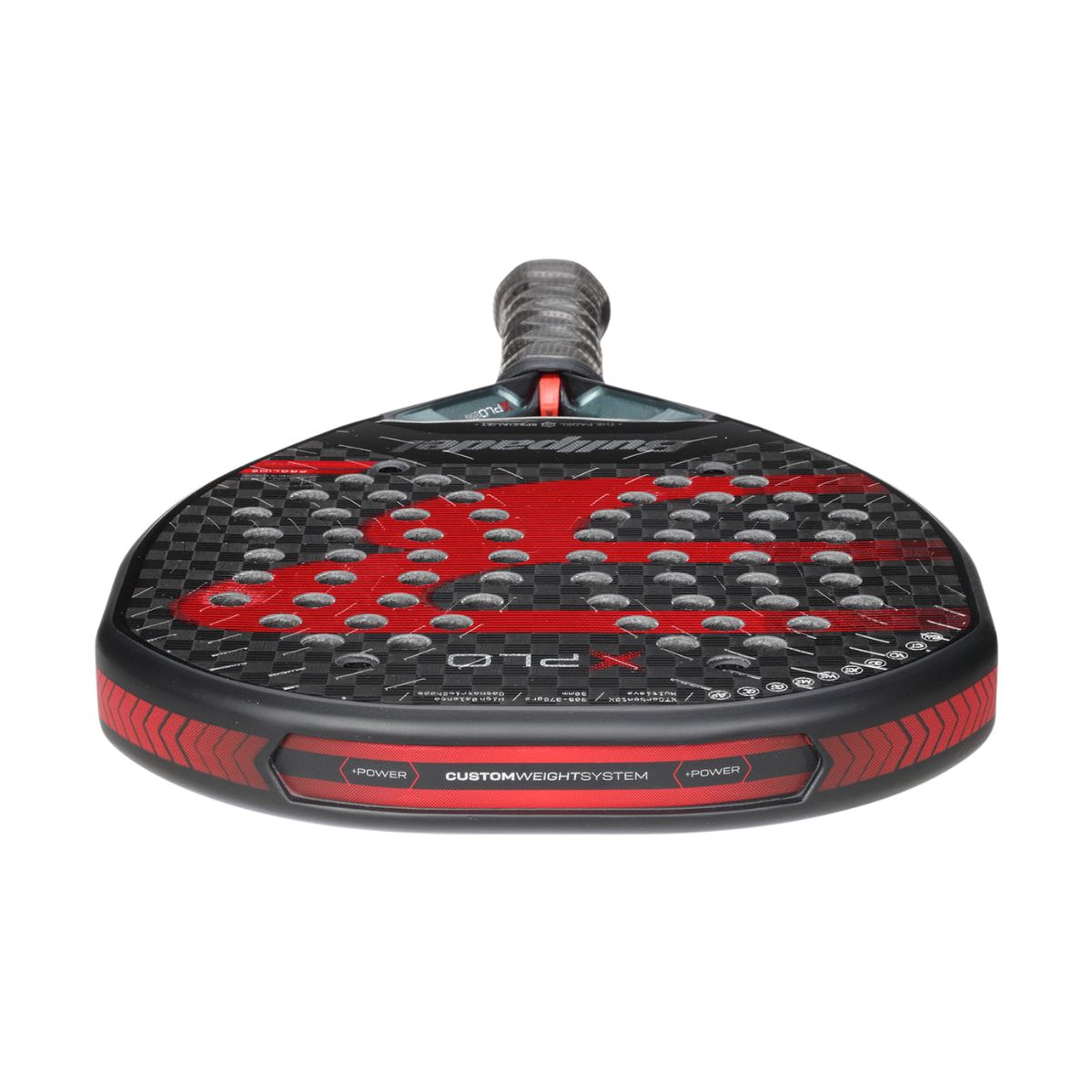 2025 Bullpadel Xplo padel racket - laid flat showing the frame top
