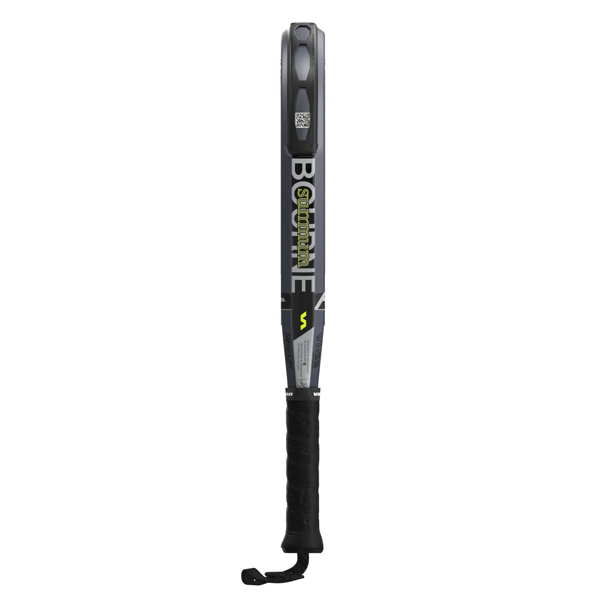 2026 Varlion Bourne Carbon Platinum padel racket - edge view showing the Bourne name on the frame