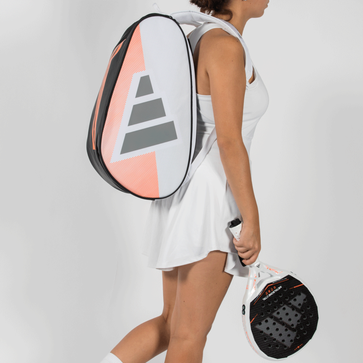 2026 Adidas Control Racket Bag (White) - worn on the back by a player