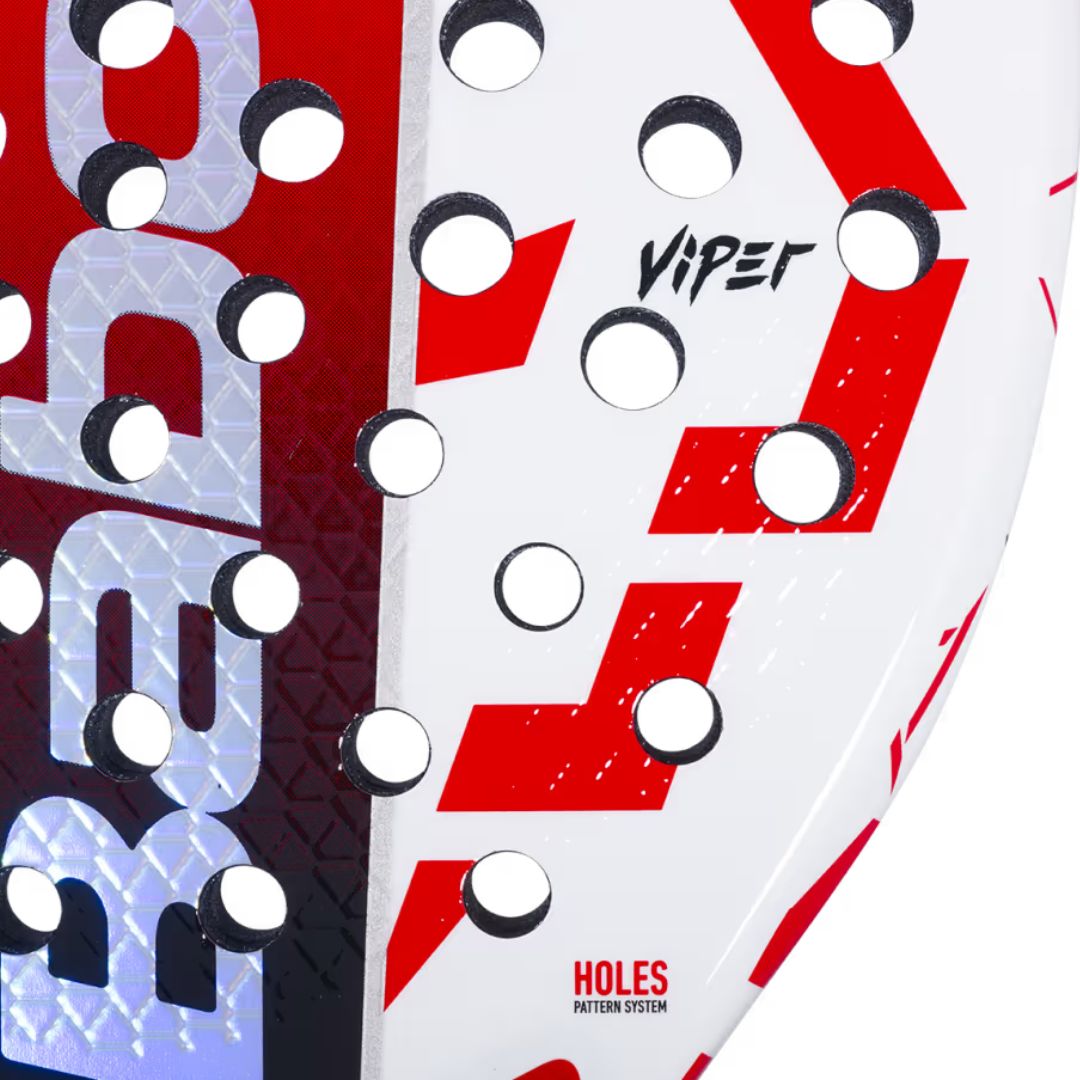 2025 Babolat Technical Viper Juan LeBron padel racket - close-up of the hitting surface and Viper branding