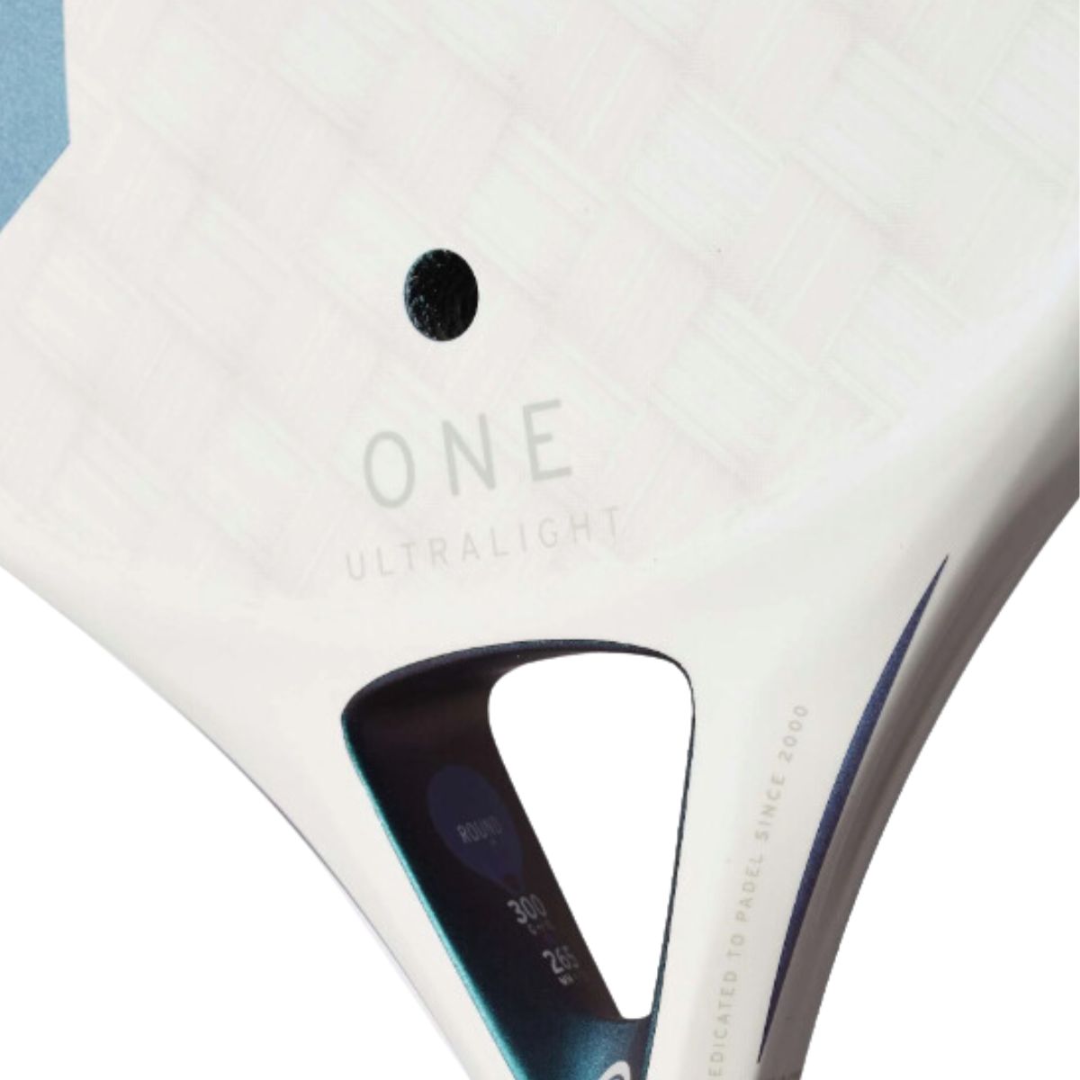 Head Ultralight One (White) padel racket - close-up of the throat and One branding