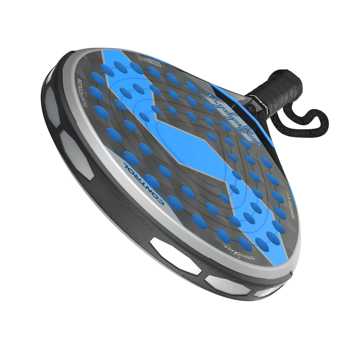 2026 Varlion LW Carbon Ti padel racket - overhead view of the head with the wrist strap
