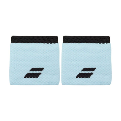 Babolat Logo wristband in Illusion blue with the Babolat logo, shown from the front