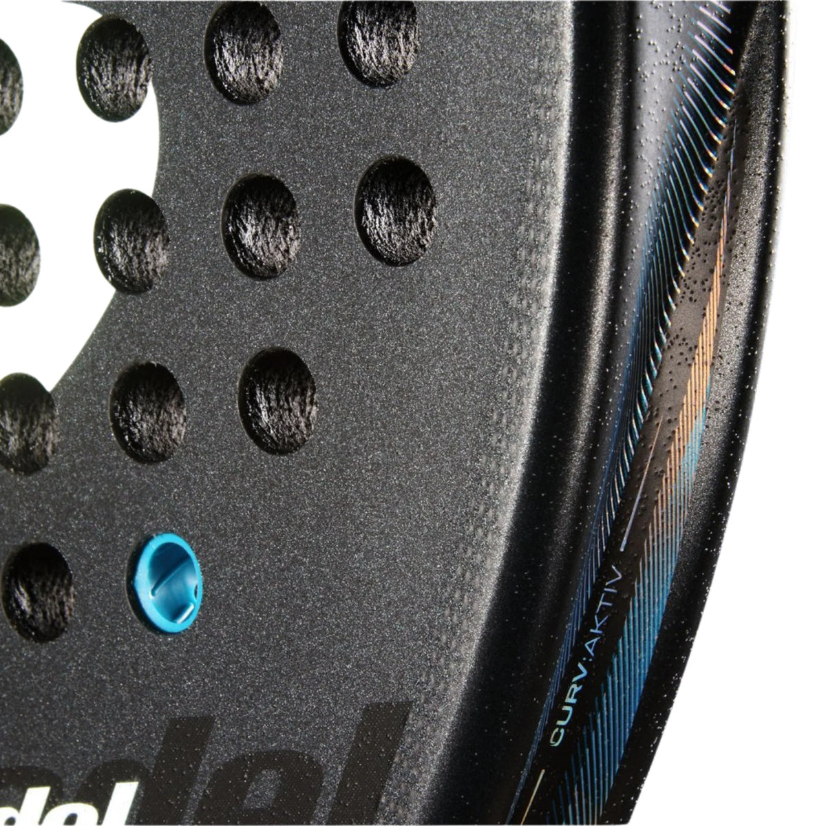 2026 Bullpadel Vertex 05 Comfort padel racket - close-up of the hitting surface and frame edge