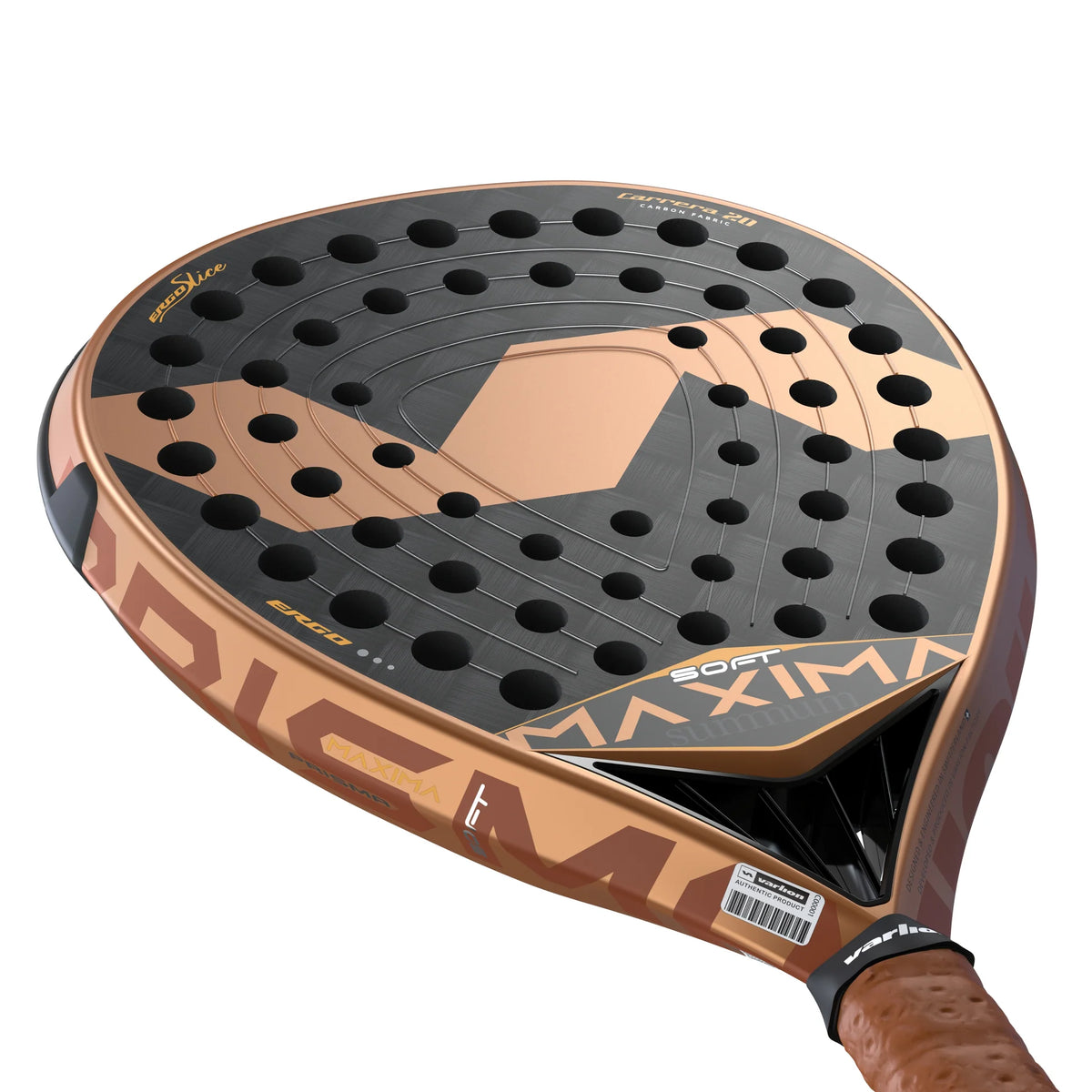 2026 Varlion Maxima Prisma Carbon Soft padel racket - three-quarter close-up of the hitting face