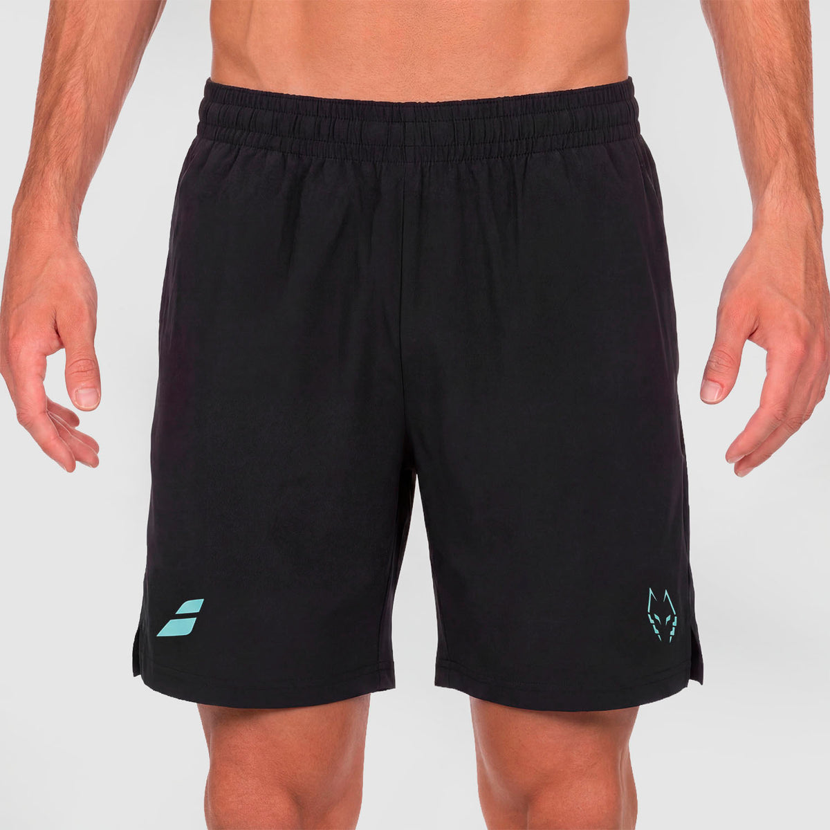 2027 Babolat Lebrón men's padel shorts (Black) - front view on model