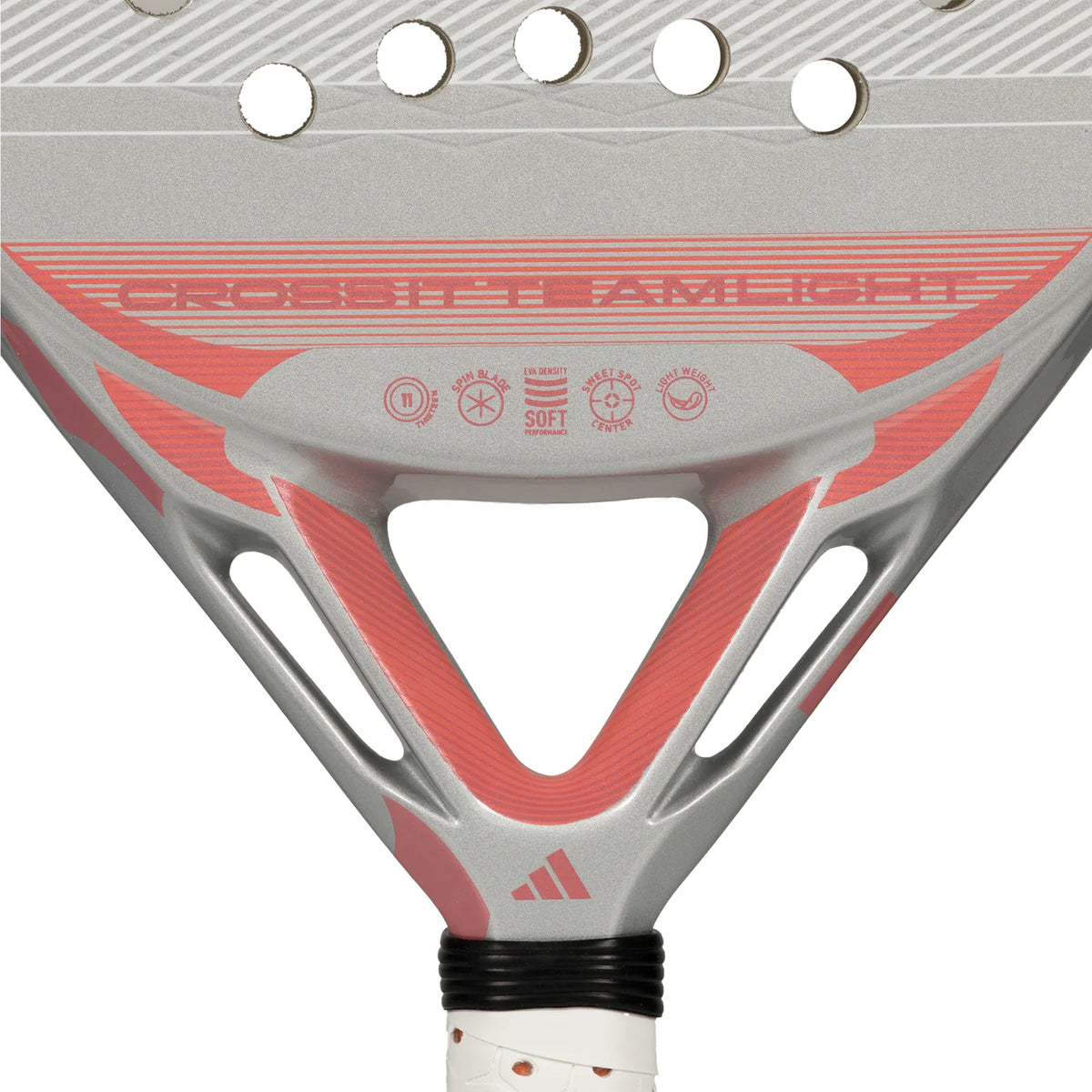 2026 Adidas CrossIt Team Light padel racket - close-up of the heart bridge