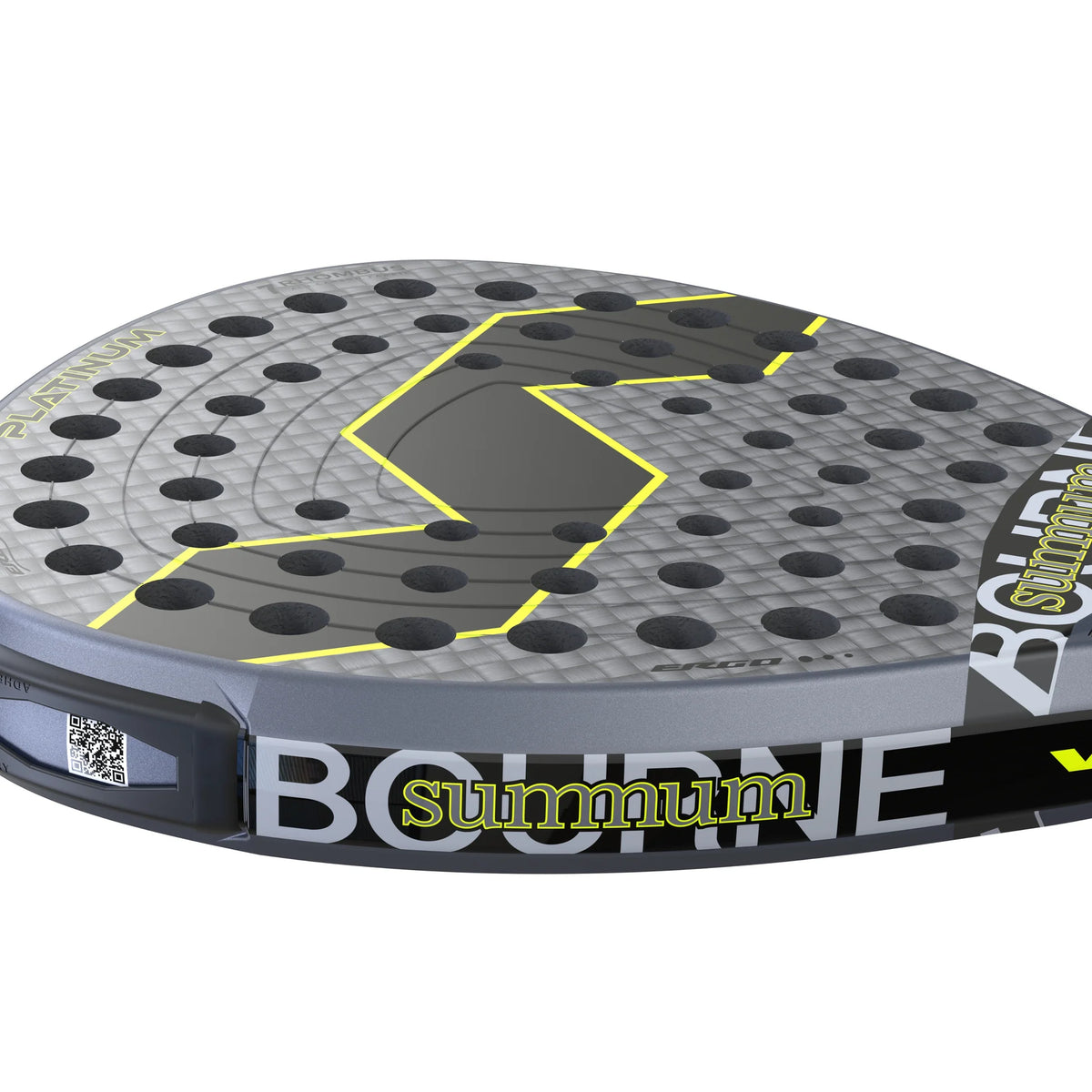 2026 Varlion Bourne Carbon Platinum padel racket - close-up of the frame edge and Bourne branding