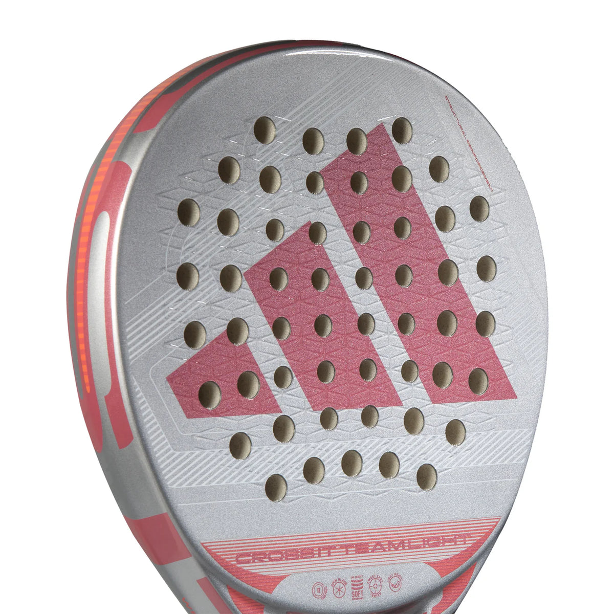 2026 Adidas CrossIt Team Light padel racket - angled close-up of the hitting face