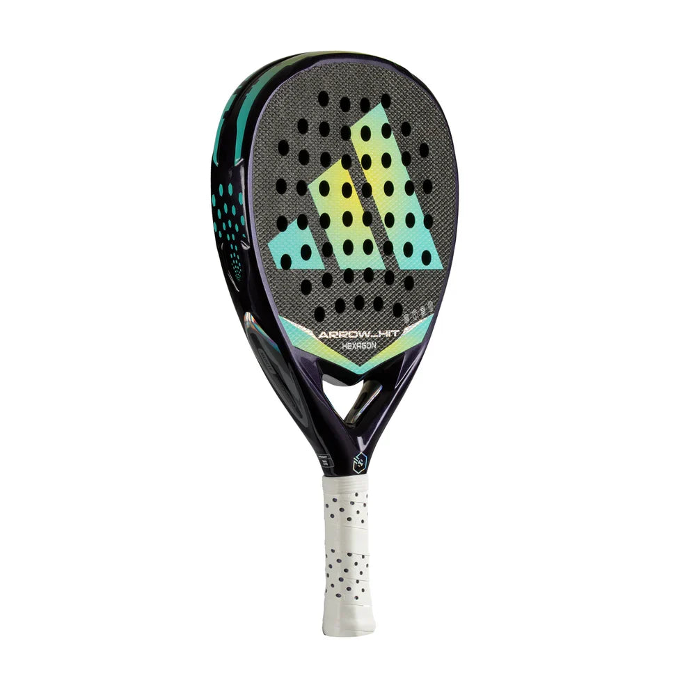 Adidas Arrow HIT Hexagon Cup padel racket - angled view of the reverse face