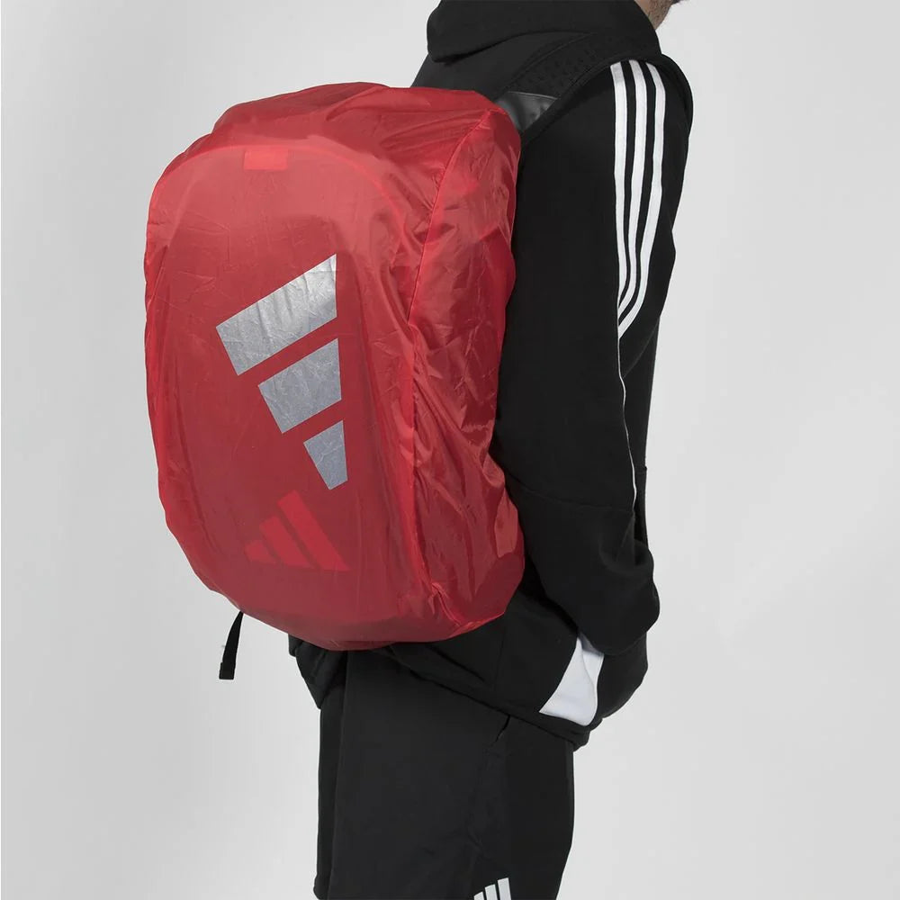 2026 Adidas Multigame padel backpack (Black/Red) - rain cover view