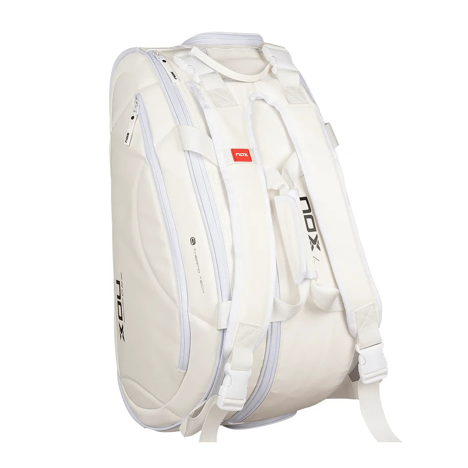 Nox Pro Series Padel Bag - White - rear three-quarter view showing the straps
