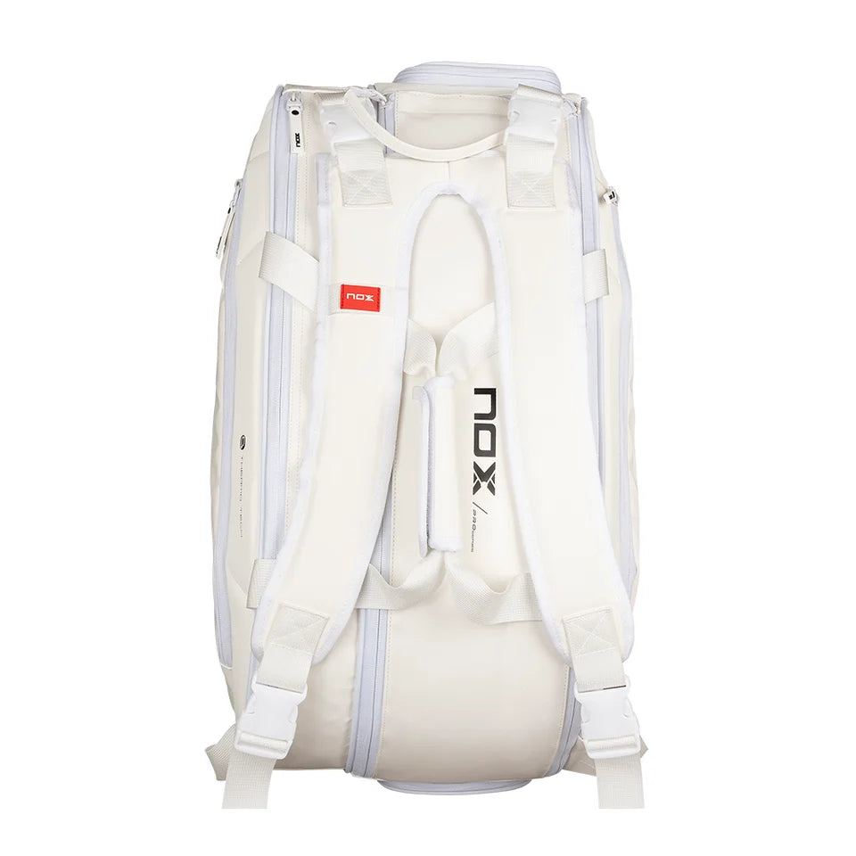 Nox Pro Series Padel Bag - White - rear view showing the harness