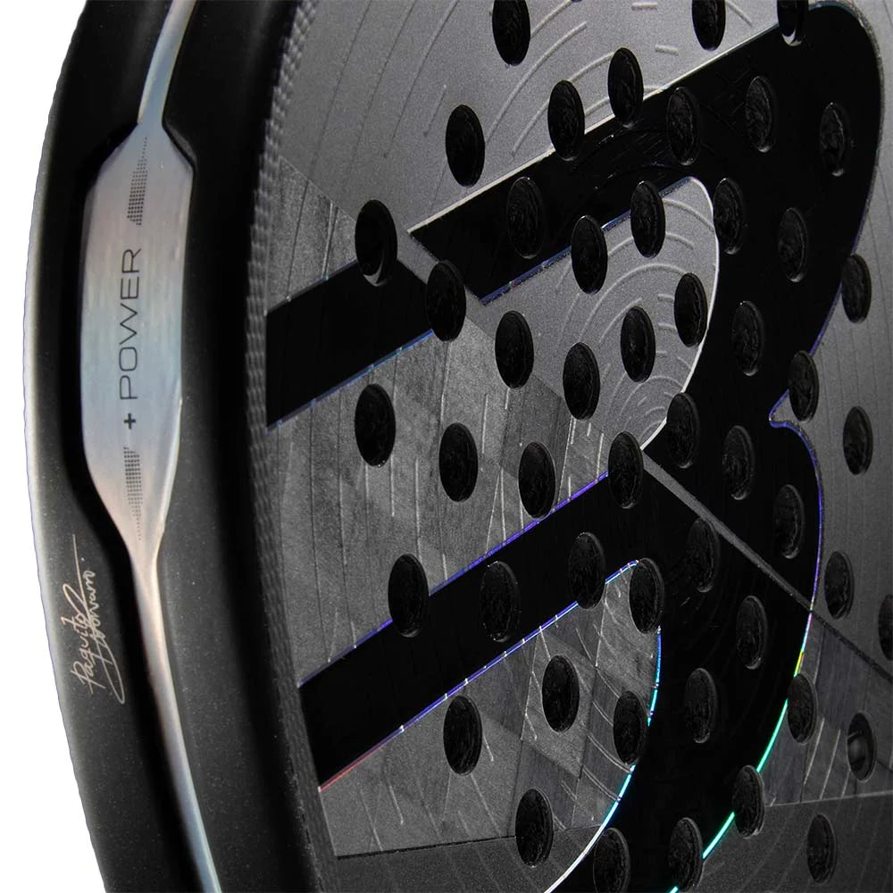 2026 Bullpadel Hack 04 Hybrid padel racket - close-up of the frame edge and branding