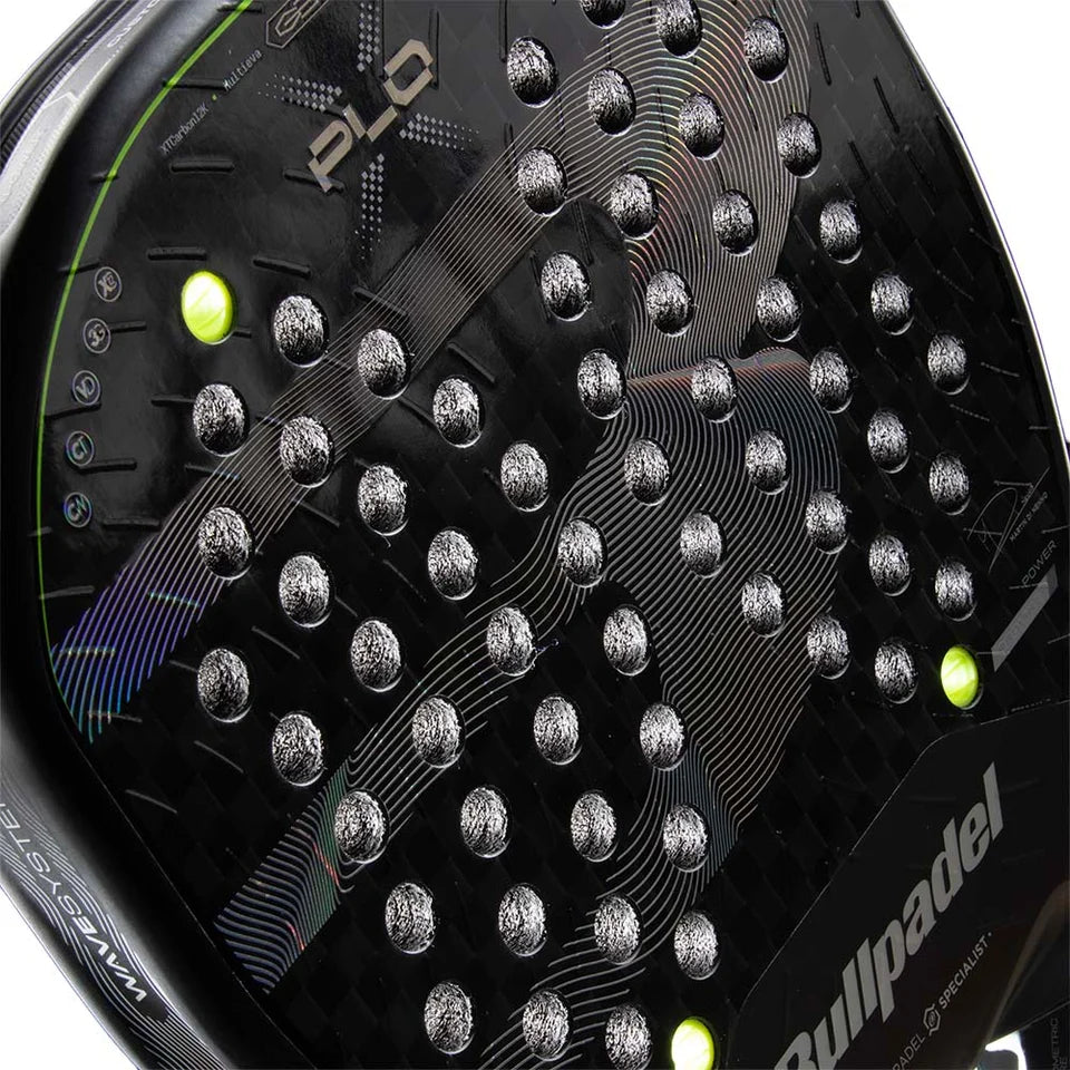 2026 Bullpadel Xplo padel racket - close-up of the textured hitting surface