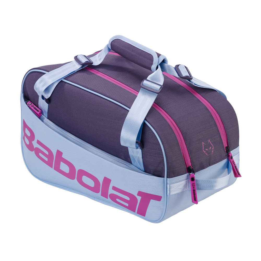 2027 Babolat Court S Juan Lebrón padel racket bag (Purple/Sky Blue) - angled view