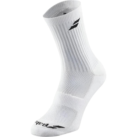 Babolat 3 Pack padel socks (White) - angled view of a single sock