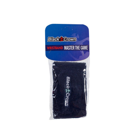 Black Crown Wristband, Navy - pair of navy towelling wristbands in branded retail packaging