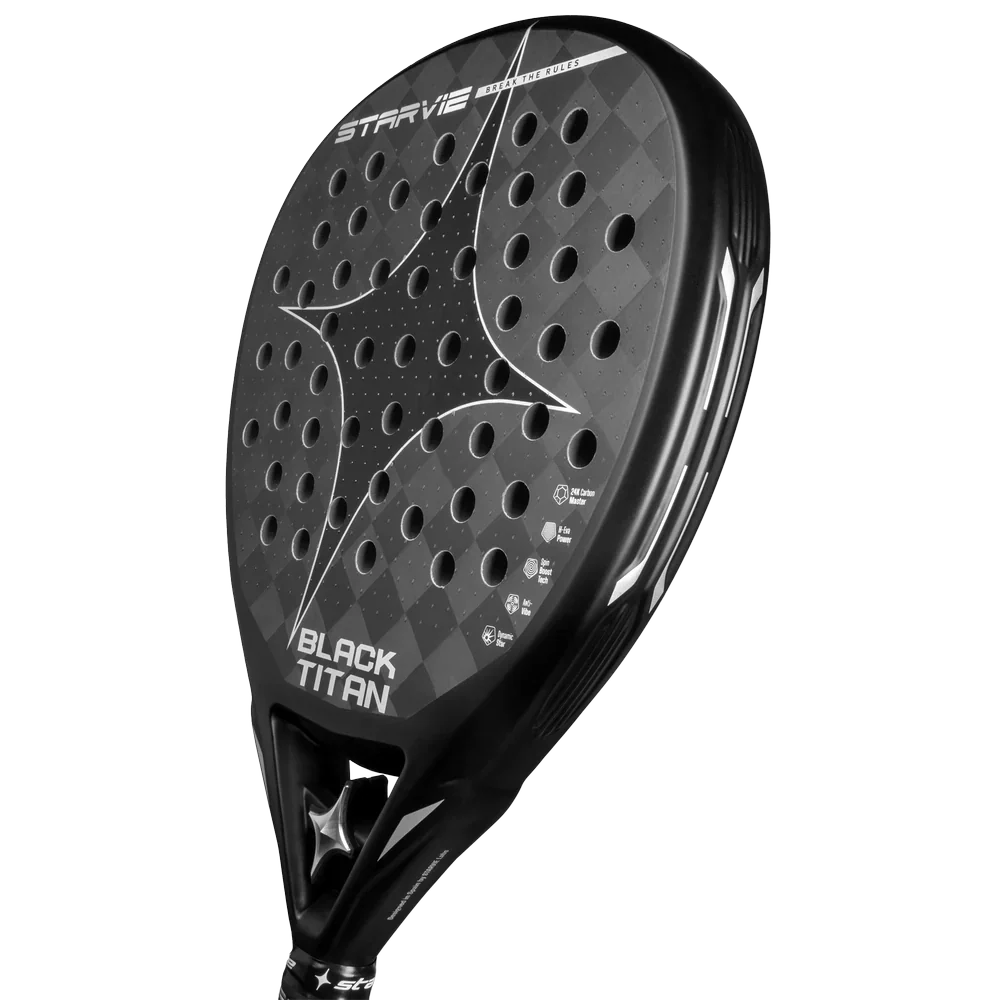 StarVie Black Titan padel racket - angled view