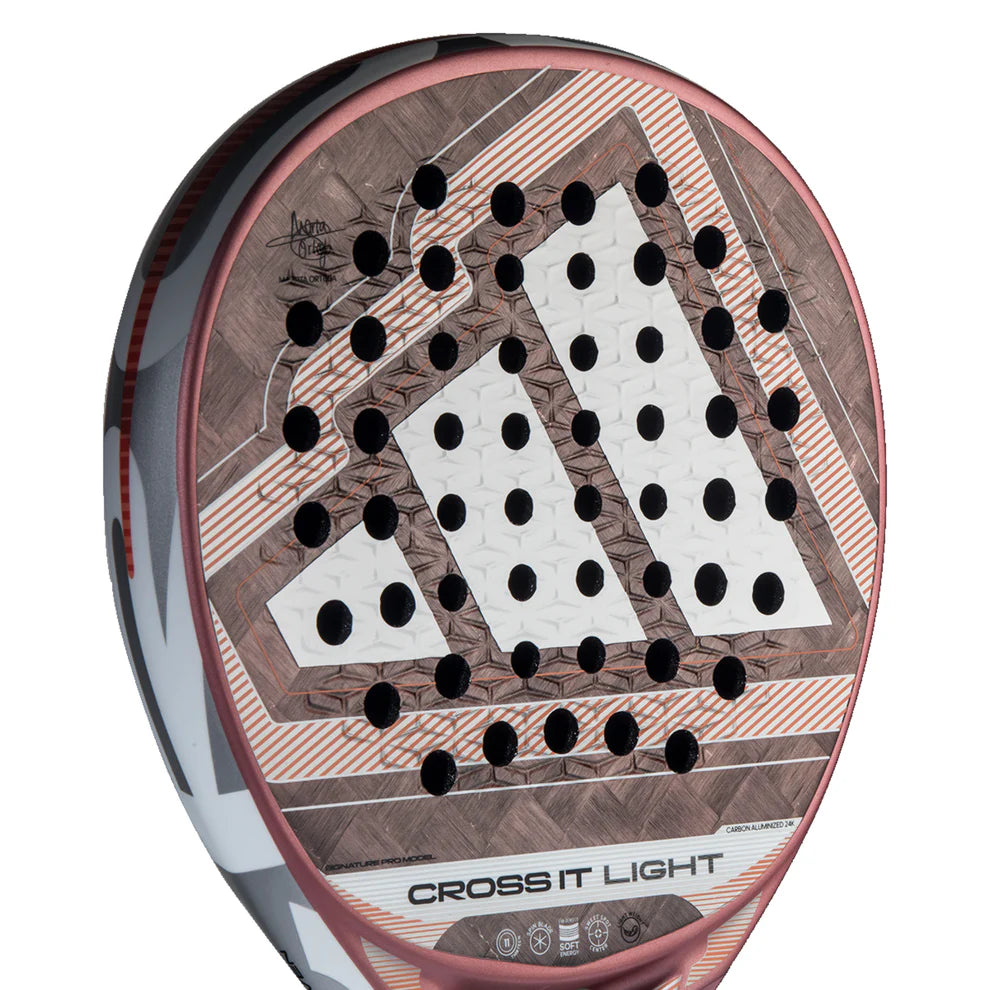 2026 Adidas CrossIt Light padel racket - angled close-up of the hitting face
