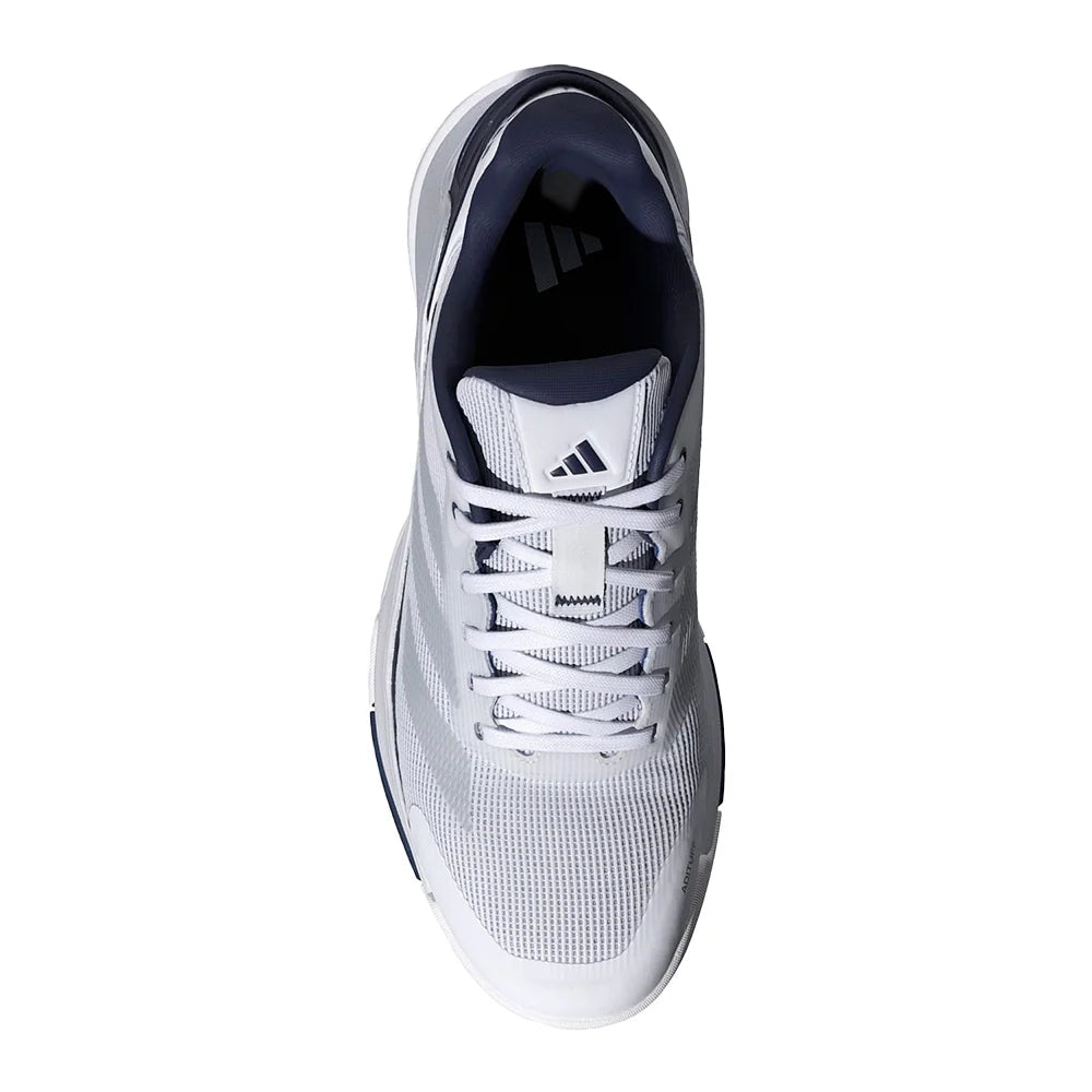 2026 Adidas Crazyquick LS Padel Shoes - White / Dark Blue - top-down view