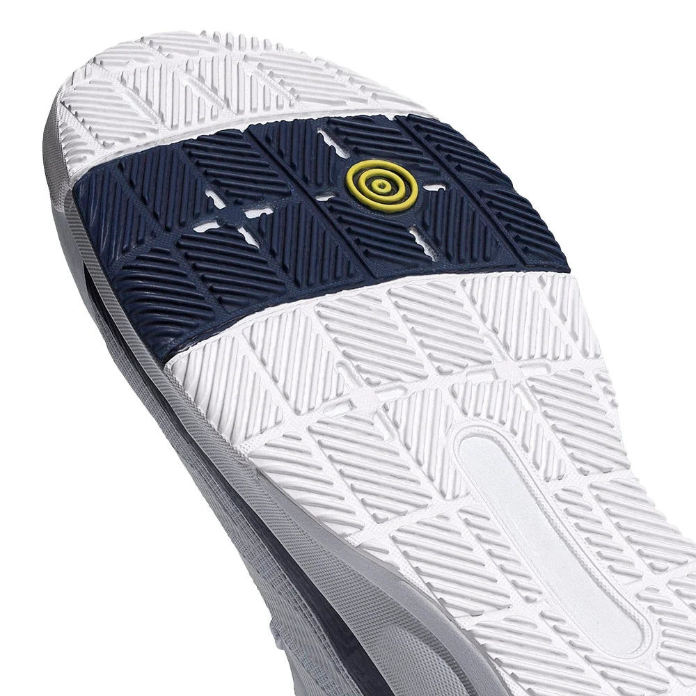 2026 Adidas Crazyquick LS Padel Shoes - White / Dark Blue - angled view of the outsole